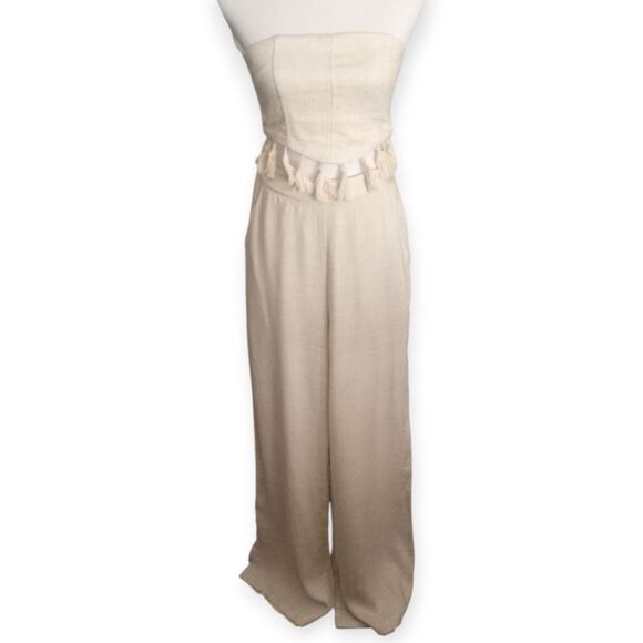 Lilyful Cream Vacay Tassel Pant Set with Fringe Sz.S NWT - Picture 2 of 13